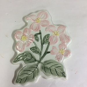 Treasure Craft 1996 VTG Cream Pink Floral Trivet